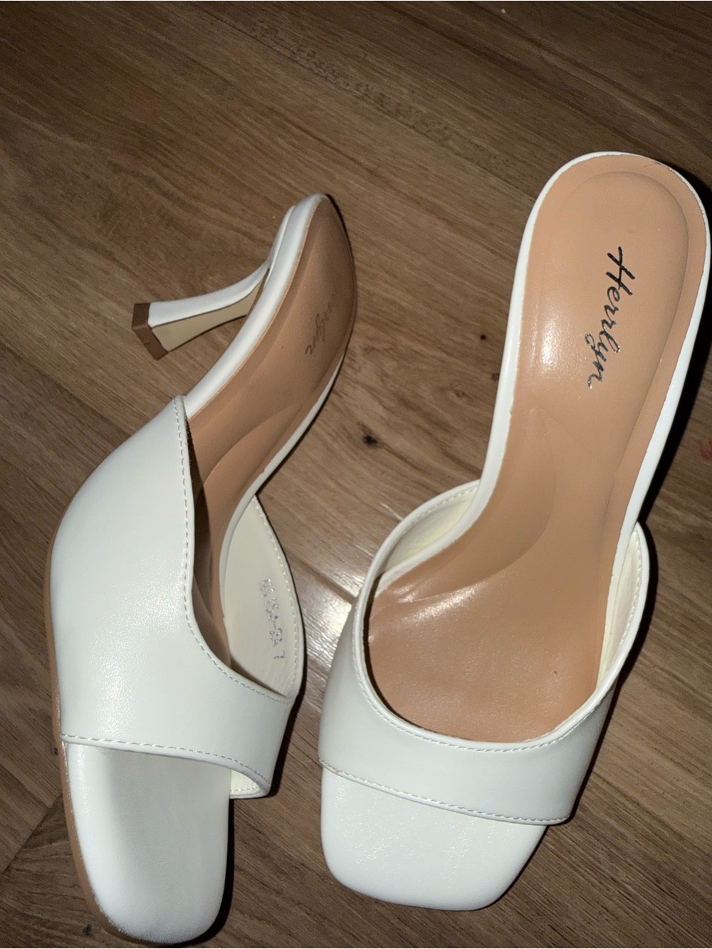 Brand new white slip on heels